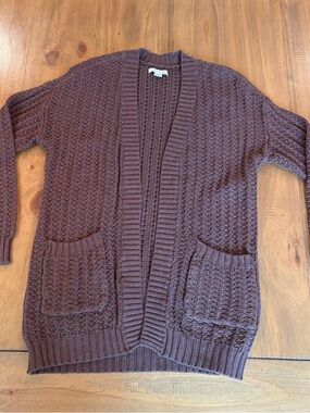 American Eagle Outfitters Chunky Knit Open-Front Cardigan - Deep Brown